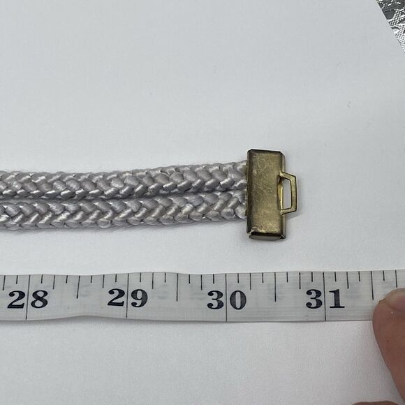 VTG 80s/90s Stretch Waist Belt Braided Cord Gray Cloisonne Butterfly Rose Buckle - Picture 8 of 11